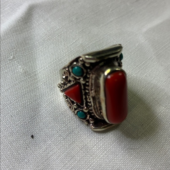 Jewelry - Statement, ring, turquoise, red coral southwestern